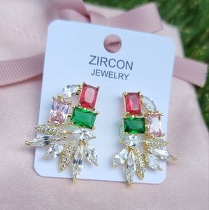 Stunning colorful 3A multicolor zircon stud earrings